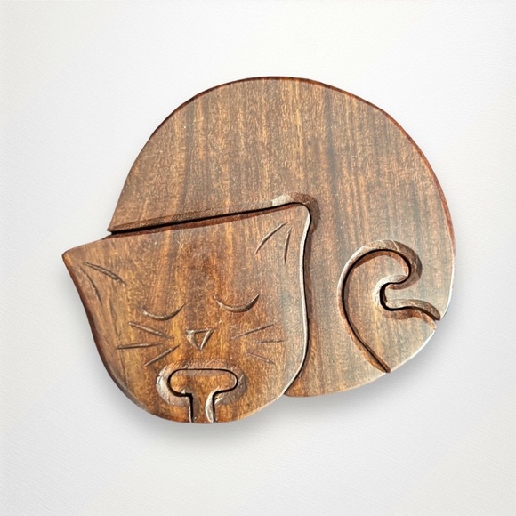 unbranded Games Woodencat Puzzle Box With Secret Compartments